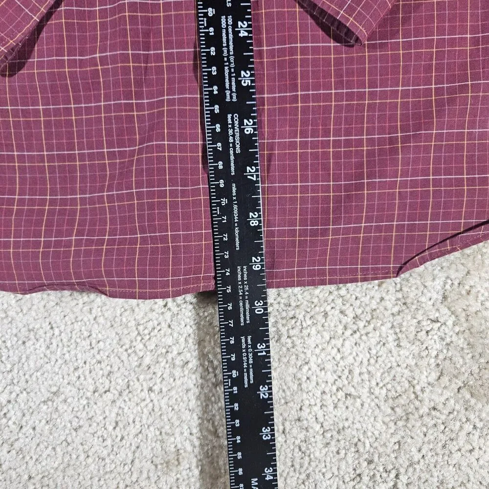 J Crew Stretch Slim Button Down Mens Medium Red Check Long Sleeve Organic